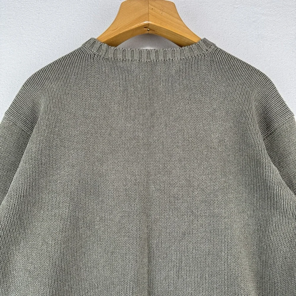90s Vintage Polo Ralph Lauren Men's M Olive Marled Knit Sweater 100% Cotton - Picture 8 of 14
